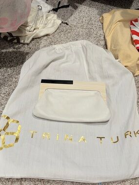 Trina Turk White Leather Clutch